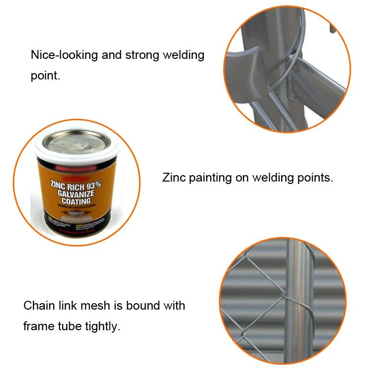 China Manufacturer 6X12FT Stainless Steel/Galvanized Construction Site Cyclone Hoarding Chain Link Wire Temporary Fencing/Fence for USA