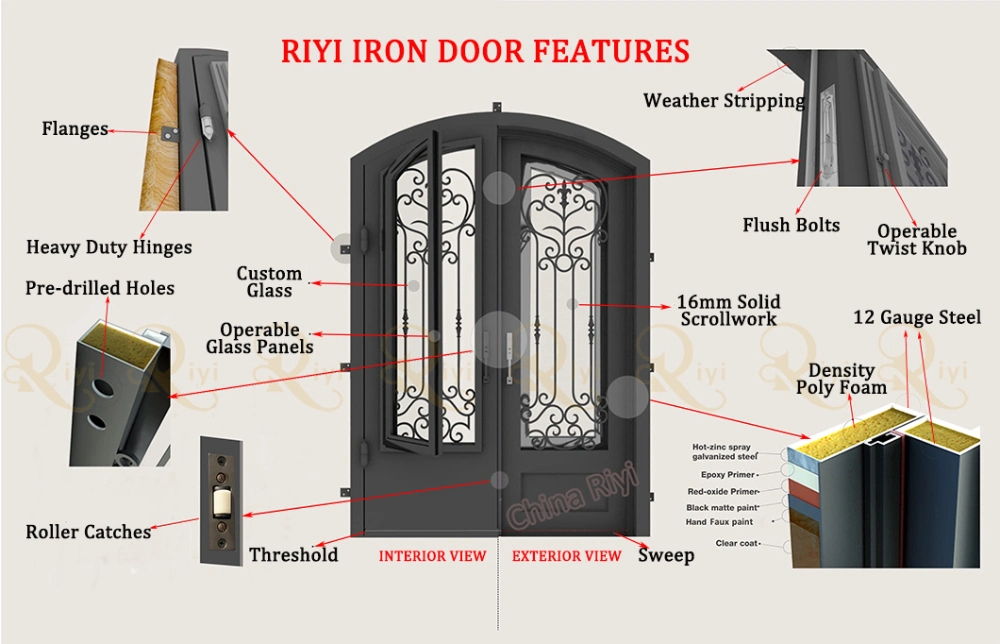 Commercial Wrought Iron Driveway Security Gate, Entrance Iron Gate