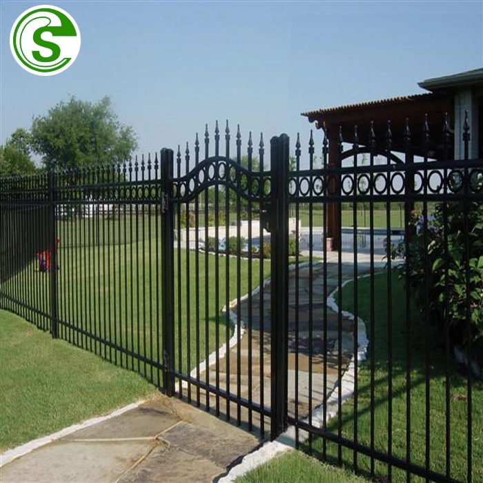 Wholesale Double Swing Wrought Iron Fence Gate Protective Galvanized Steel Fence Gate