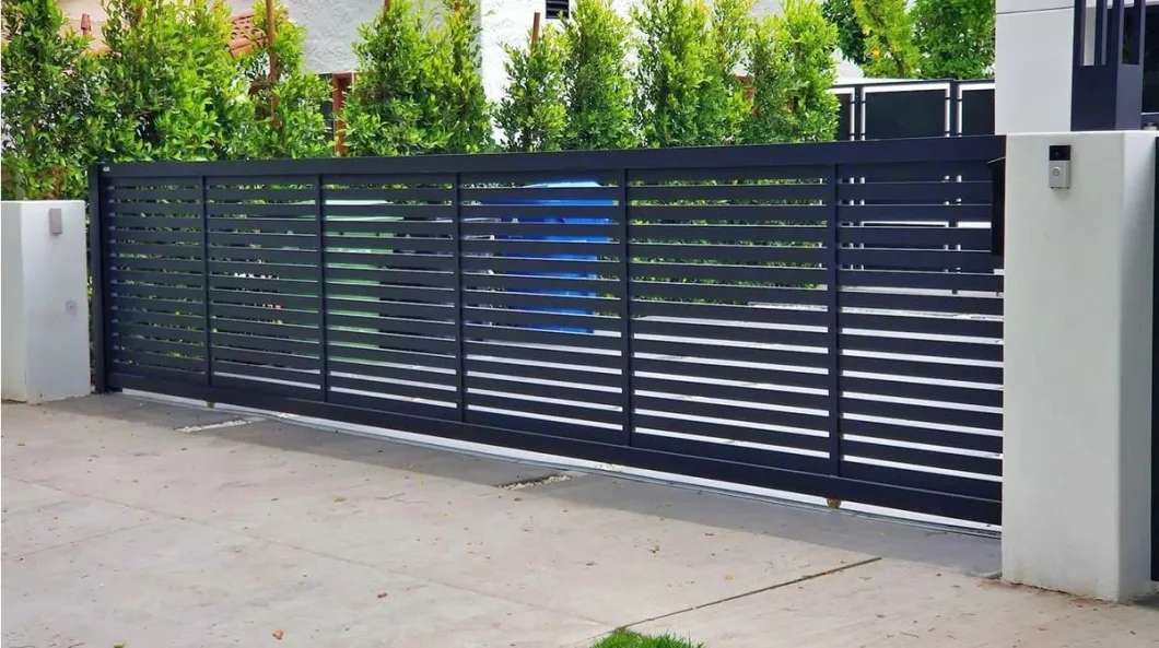 Manufacturer Custom Aluminum Industrial Metal Electric Sliding Outdoor Security Morden Design Driveway Gate